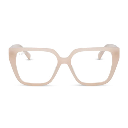 diff eyewear featuring the olive square prescription glasses with a milky blush acetate frame front view