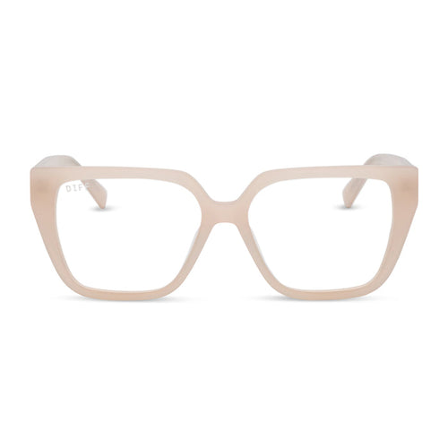 diff eyewear featuring the olive square prescription glasses with a milky blush acetate frame front view