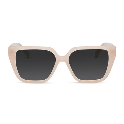 diff eyewear featuring the olive square prescription sunglasses with a milky blush acetate frame front view