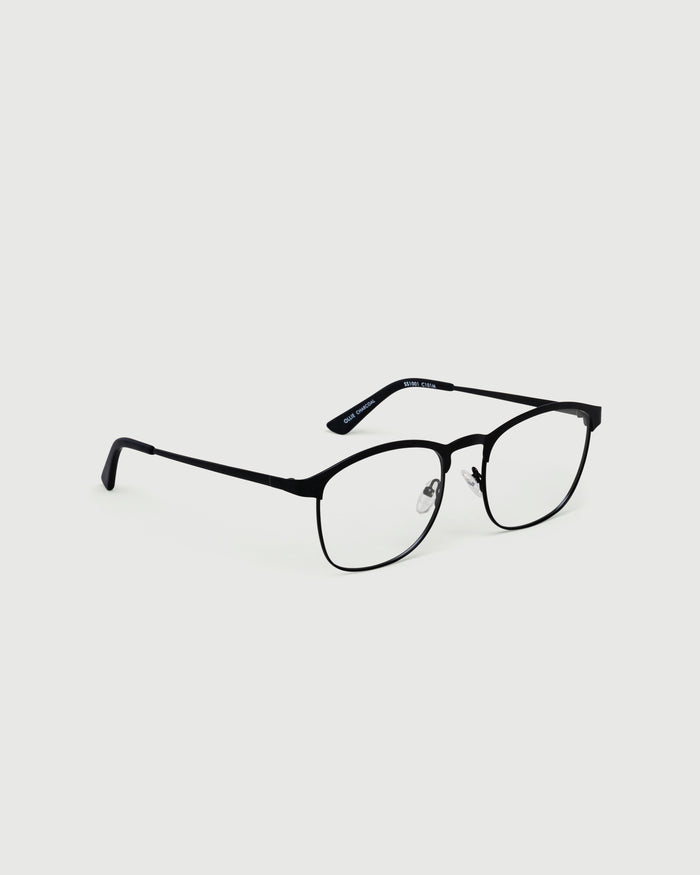 Charcoal::Ollie Eyeglasses browline black metal front diagonal