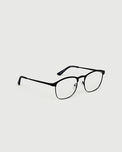 Charcoal::Ollie Eyeglasses browline black metal front diagonal