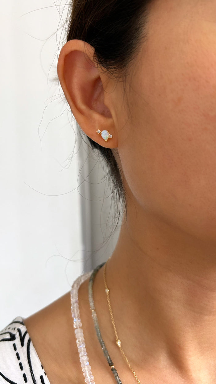 Opal x CZ stud earrings