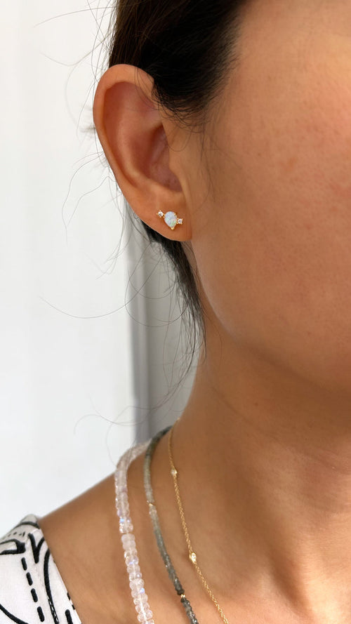 Opal x CZ stud earrings