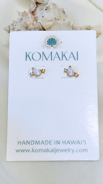 Opal x CZ stud earrings