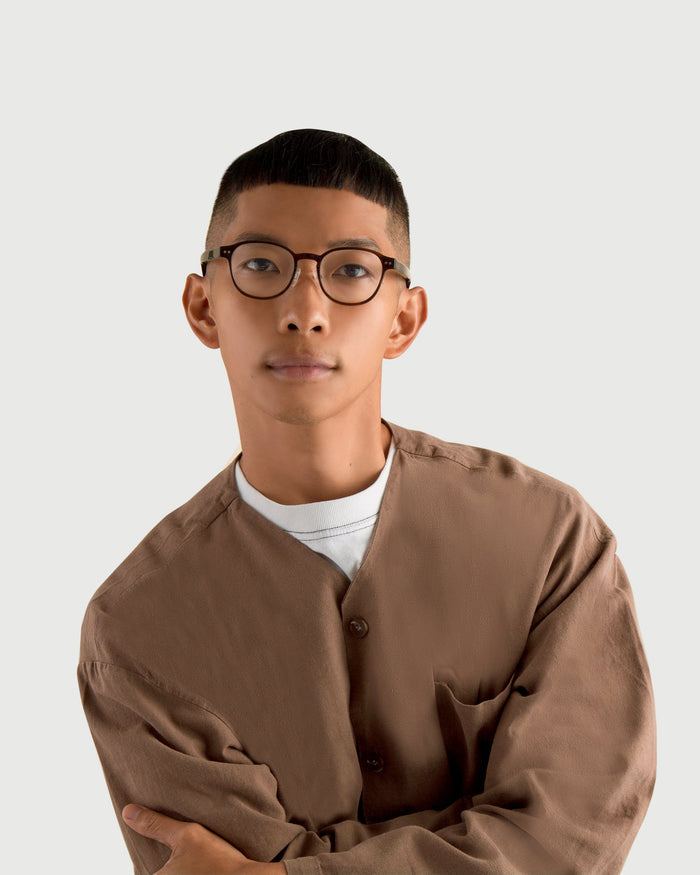 lifestyle-Polished-Tort::men Orman Eyeglasses round tort acetate