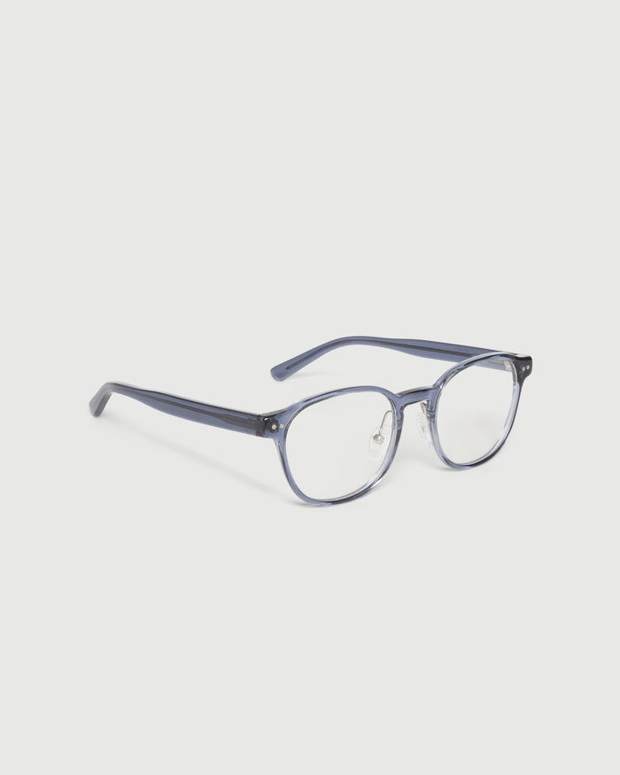 Denim::Orman Eyeglasses round blue acetate front diagonal