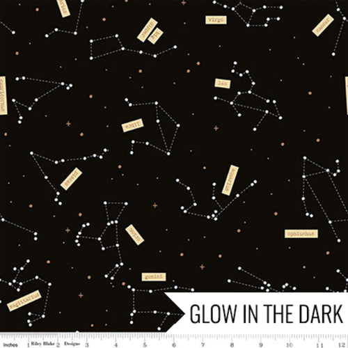 Outer Space by Nasa Constellations Black Glow in the Dark Fabric , Riley Blake