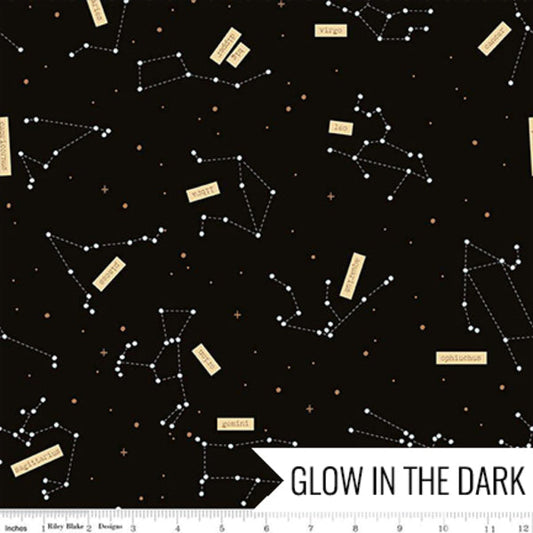 Outer Space by Nasa Constellations Black Glow in the Dark Fabric , Riley Blake