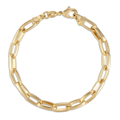 Oval Link Bracelet - 18k gold filled 6mm oval link chain bracelet with lobster clasp