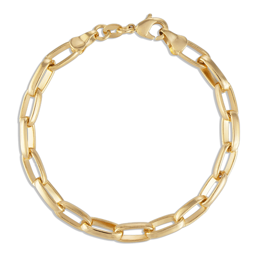 Oval Link Bracelet - 18k gold filled 6mm oval link chain bracelet with lobster clasp