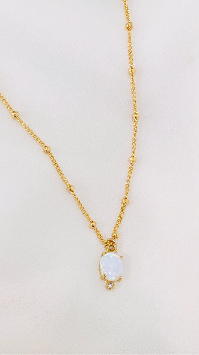 Oval opal charm necklace