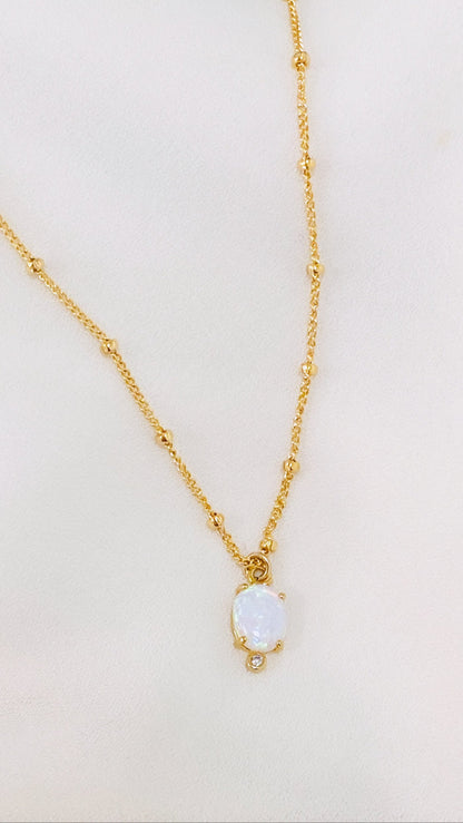 Oval opal charm necklace