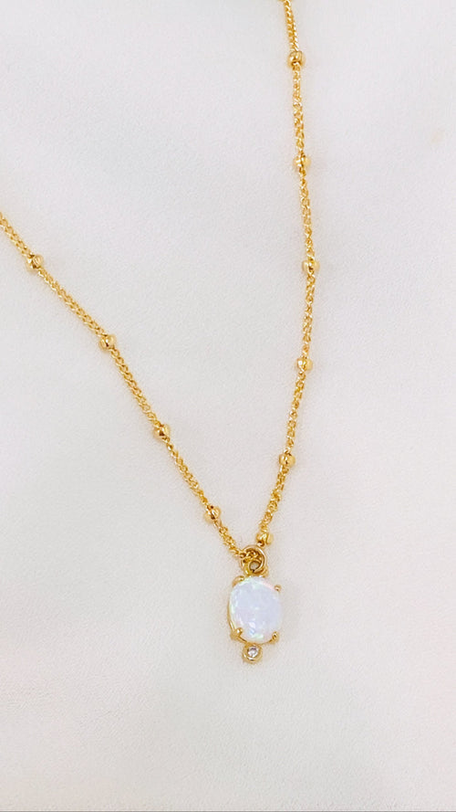 Oval opal charm necklace
