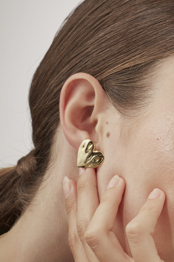 Oversized Molten Heart Stud Earrings