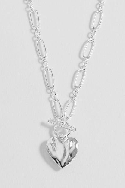 Oversized Molten Heart T-Bar Necklace