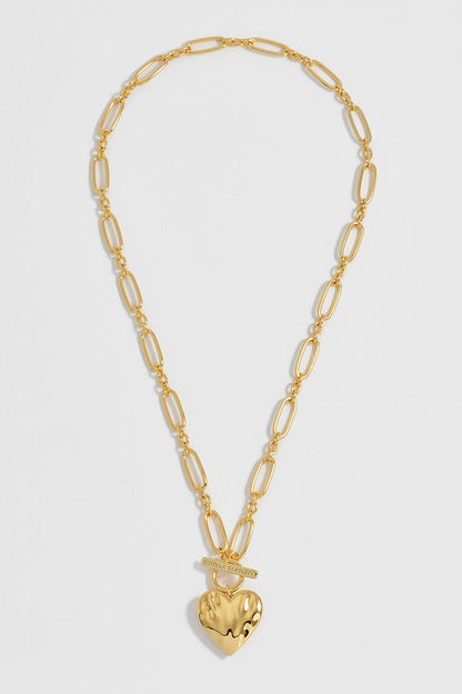 Oversized Molten Heart T-Bar Necklace