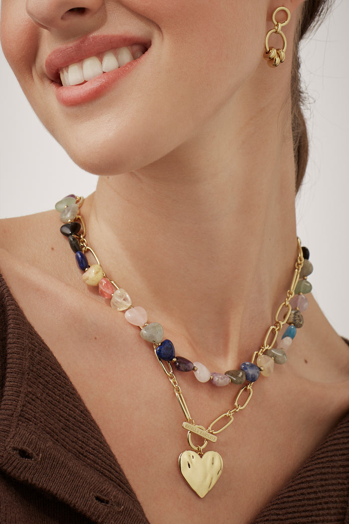 Oversized Molten Heart T-Bar Necklace