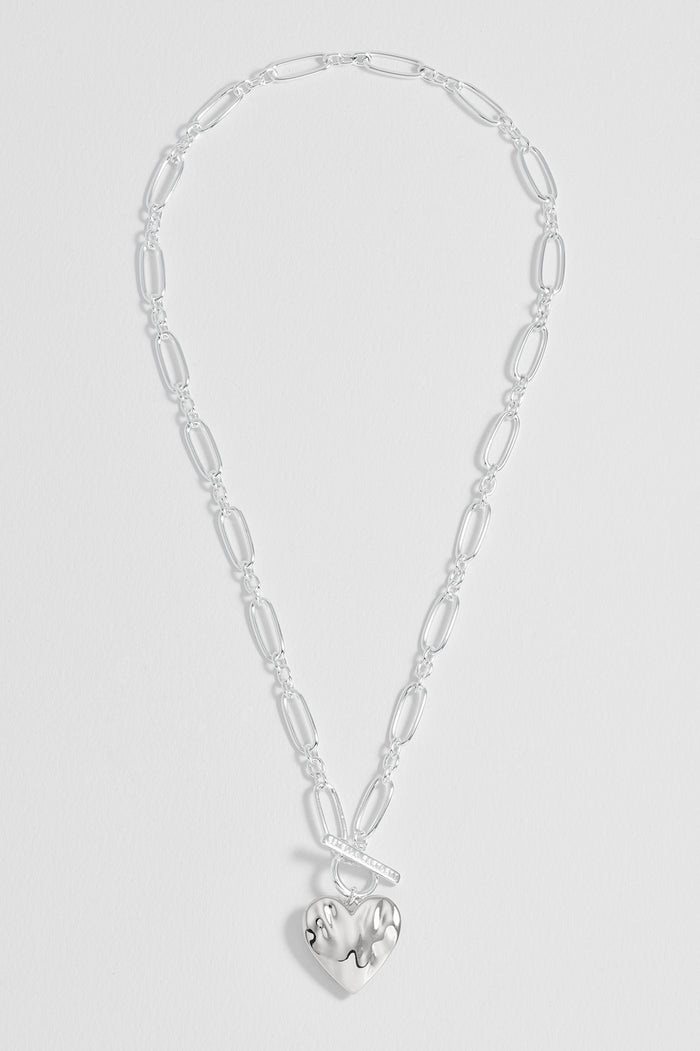 Oversized Molten Heart T-Bar Necklace