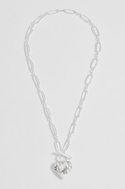 Oversized Molten Heart T-Bar Necklace