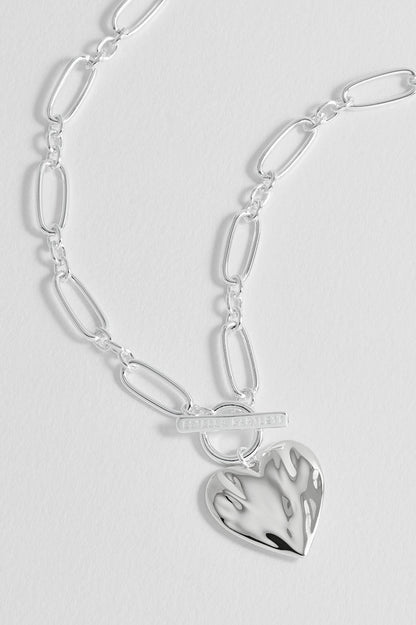 Oversized Molten Heart T-Bar Necklace