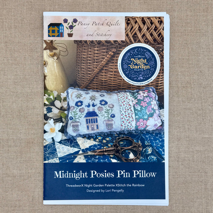 Pansy Patch Quilts and Stitchery - Midnight Posies - Cross Stitch Chart and/or Roxy Floss Co Threads