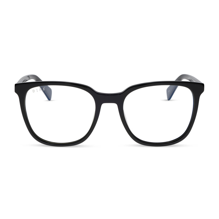 diff eyewear featuring the parker square prescription glasses with a black frame front view