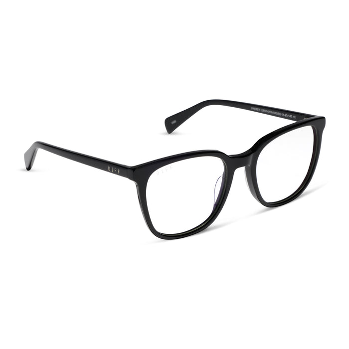 diff eyewear featuring the parker square prescription glasses with a black frame angled view