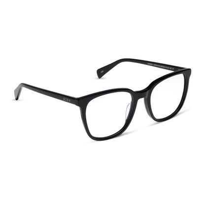 diff eyewear featuring the parker square prescription glasses with a black frame angled view