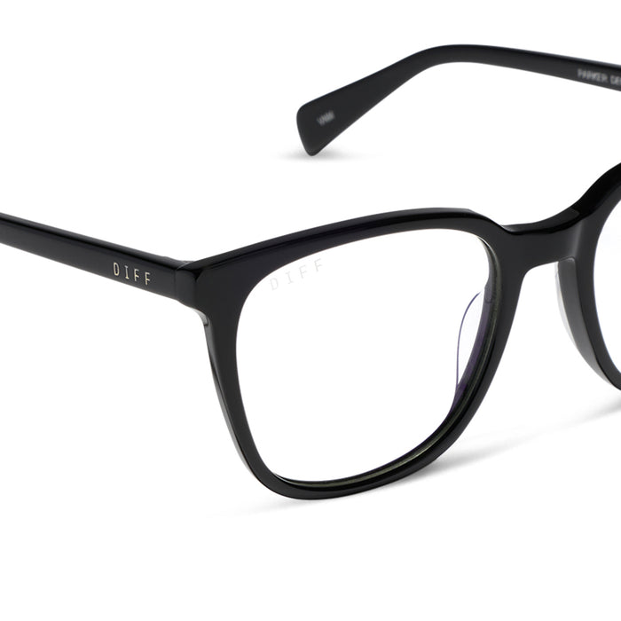 diff eyewear featuring the parker square prescription glasses with a black frame detailed view