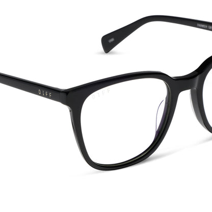 diff eyewear featuring the parker square prescription glasses with a black frame detailed view