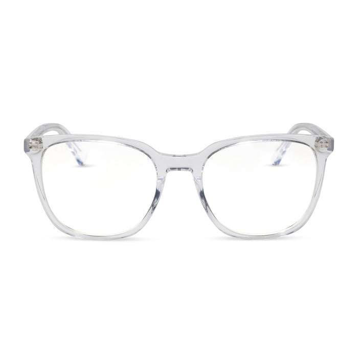 diff eyewear featuring the parker square blue light technology glasses with a clear frame front view