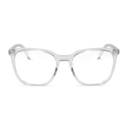 diff eyewear featuring the parker square blue light technology glasses with a clear frame front view