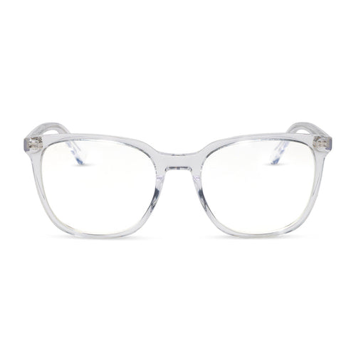 diff eyewear featuring the parker square blue light technology glasses with a clear frame front view
