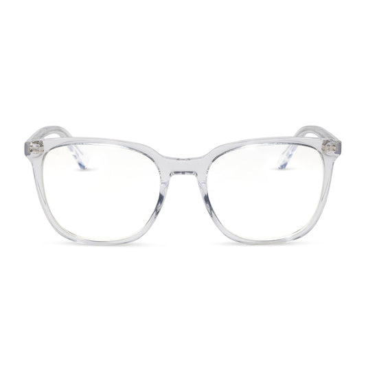 diff eyewear featuring the parker square blue light technology glasses with a clear frame front view