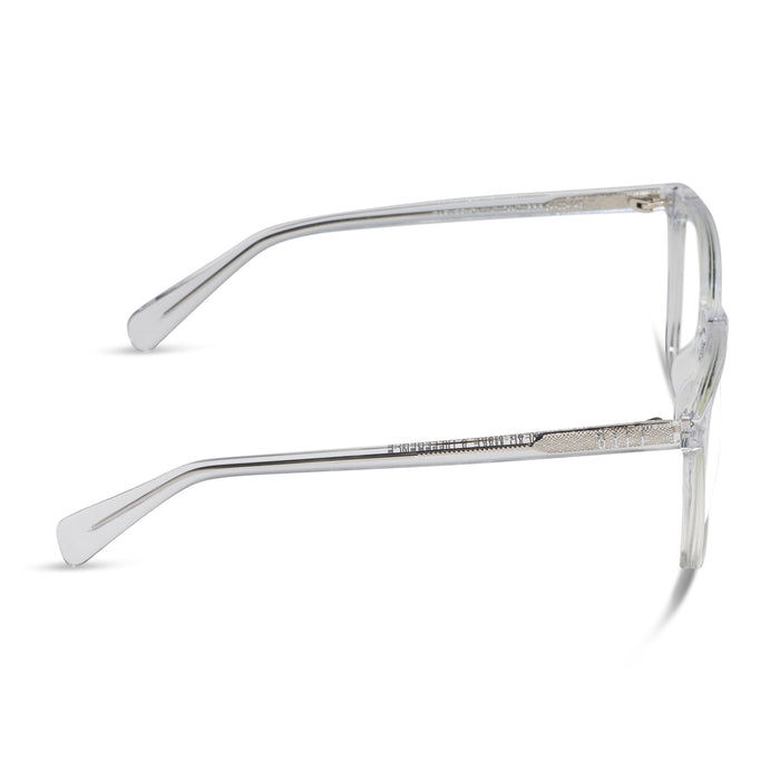 diff eyewear featuring the parker square blue light technology glasses with a clear frame side view