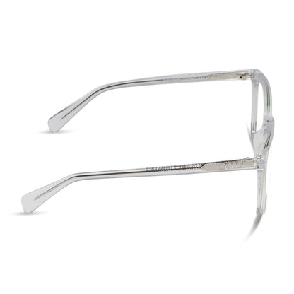 diff eyewear featuring the parker square blue light technology glasses with a clear frame side view