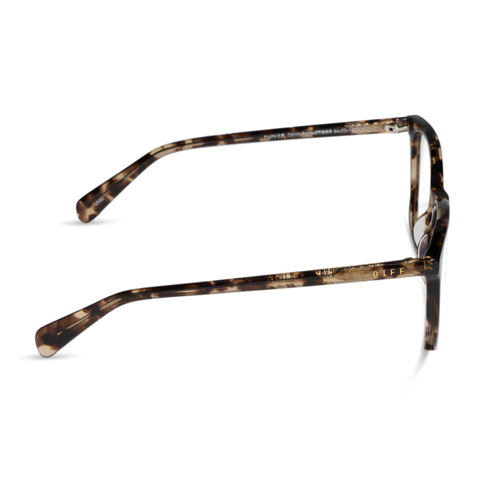 diff eyewear featuring the parker square prescription glasses with a espresso tortoise frame side view