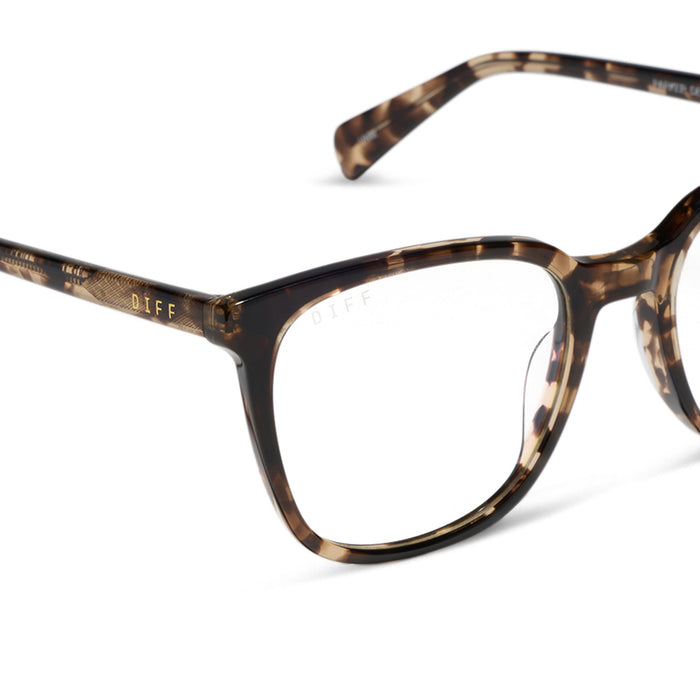 diff eyewear featuring the parker square prescription glasses with a espresso tortoise frame detailed view
