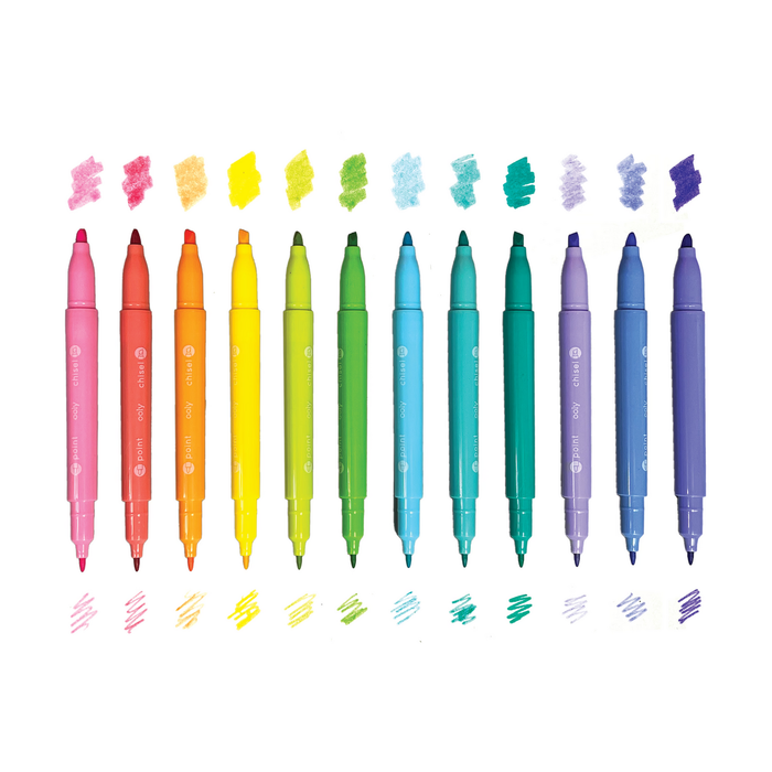 Pastel Hues markers uncapped with color swatches