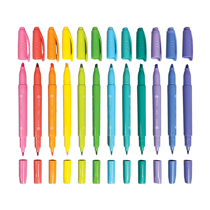 OOLY Pastel Hues Dual Tip Markers view of all colors without caps