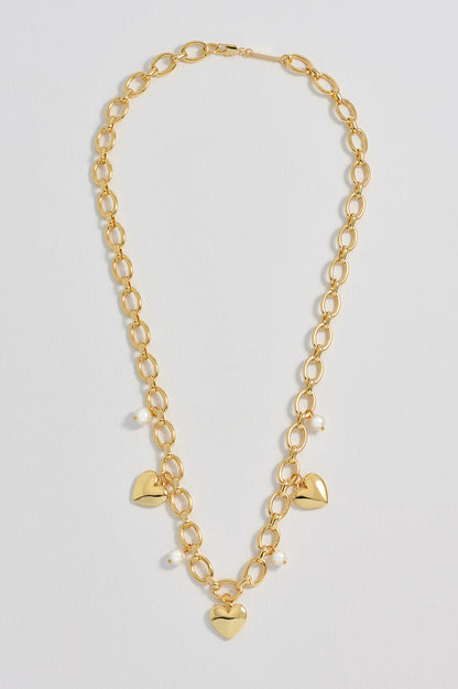 Pearl and Heart Charm Necklace