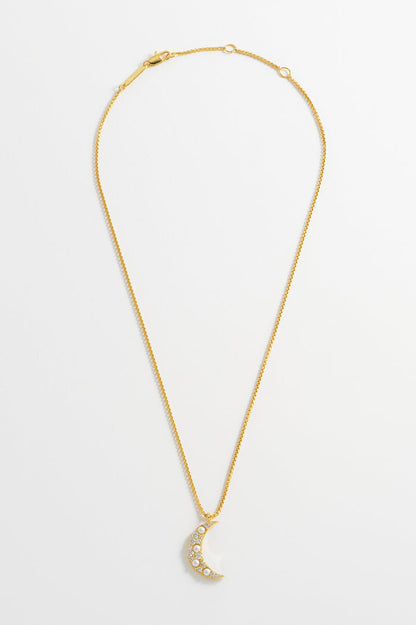 Pearl CZ Moon Pendant