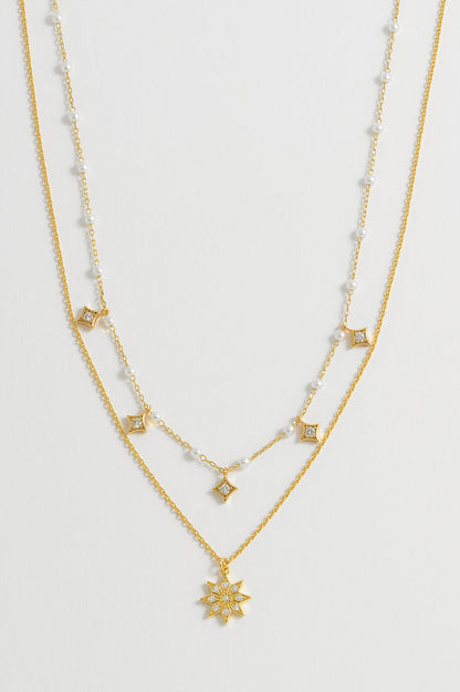Pearl Star Double Chain Necklace