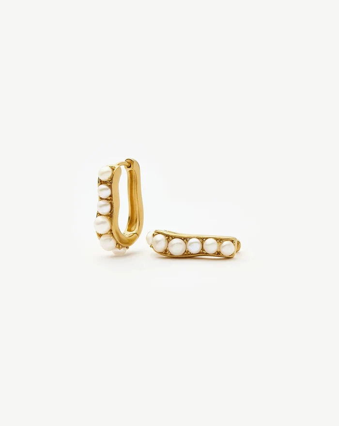 Pearl Wave Small Hoop Earrings | 18k Gold Plated/Pearl Earrings Missoma