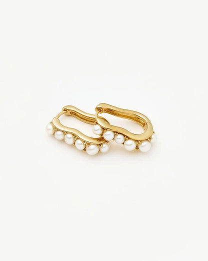Pearl Wave Small Hoop Earrings | 18k Gold Plated/Pearl Earrings Missoma
