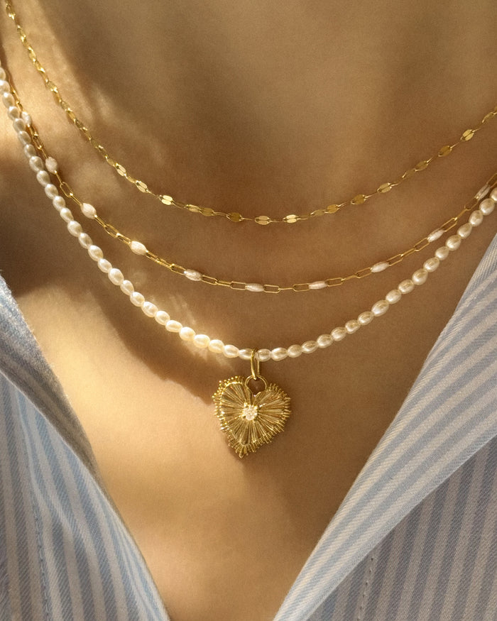Pearlescent Gem Drop Chain Necklace