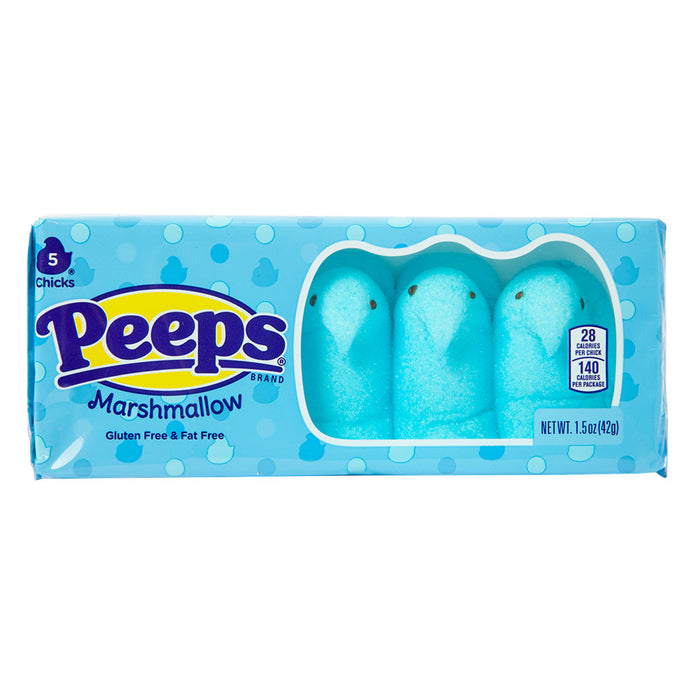 Peeps Blue Chicks Marshmallow Candy 5 Piece Trays - 24 Count