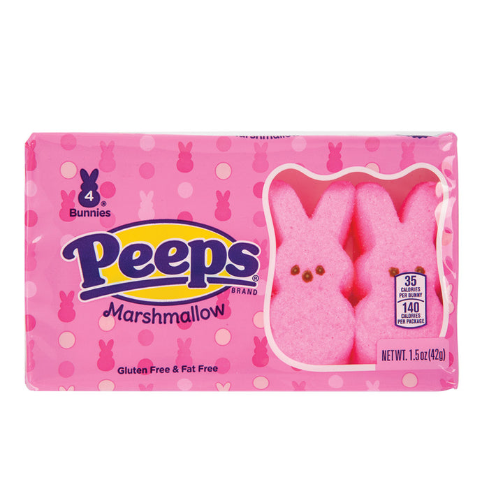 Peeps Pink Bunny Marshmallow Candy 4 Pieces - 24 Count