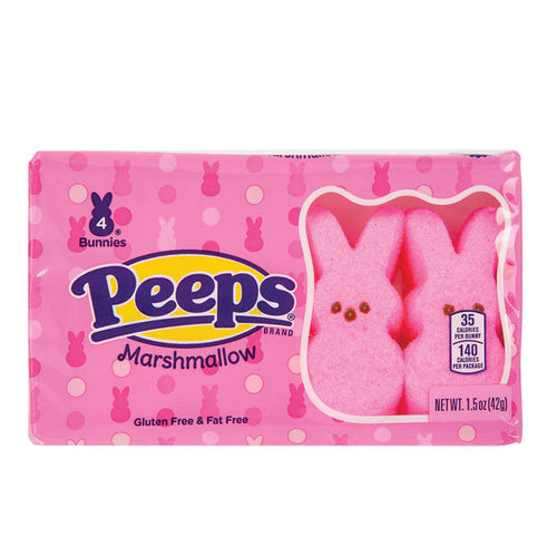 Peeps Pink Bunny Marshmallow Candy 4 Pieces - 24 Count