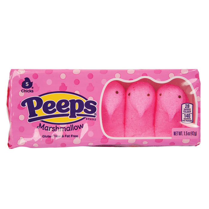 Peeps Pink Chicks Marshmallow Candy - 24 Count
